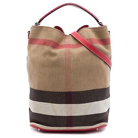 Borsa a secchiello e borsa a mano Burberry Medium Mega Check Canvas Ashby marrone Marrone
