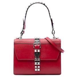 Bolsa Prada City Elektra em couro de vitelo e Saffiano com tachas vermelho Vermelho