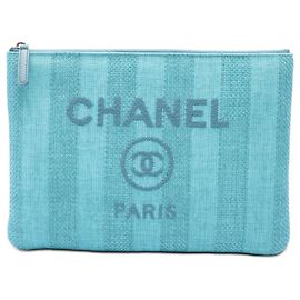 Clutch Chanel Medium Tweed Deauville O Case Blu Blu