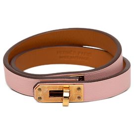 Pulsera Hermès Swift Kelly Double Tour Rosa Rosa