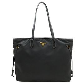 Tote em Tessuto com acabamento em verniz preto Prada Preto