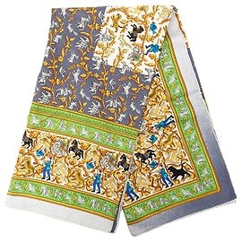 Sciarpa in seta Hermès Chasse en Inde 90 multicolore Blu