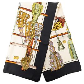Lenço de seda Hermès Passementerie 90 branco Branco