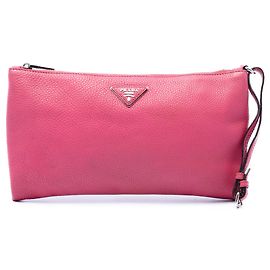 Pink Prada Vitello Daino Clutch Pink