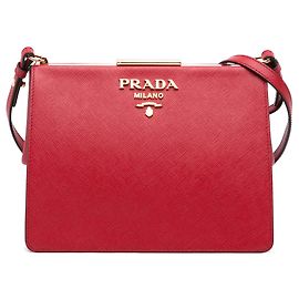 Bolsa transversal Red Prada Saffiano e City Calf Light Frame Vermelho