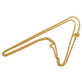 Collier à double rangée de chaînes avec médaillon plaqué or Chanel Gold Doré