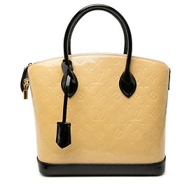 Beige Louis Vuitton Monogram Vernis Lockit PM Handbag Beige