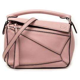 Mini bolsa Puzzle em couro de bezerro rosa LOEWE Rosa