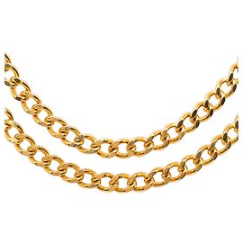 Collier à double rangée de maillons plaqué or Chanel Gold Doré