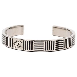 Silver Louis Vuitton Brass Damier Colors Cuff Bracelet Silvery