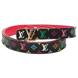 Gürtel Louis Vuitton Monogram Multicolore LV Initiales schwarz Schwarz