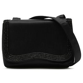 Mini sac bandoulière Chanel Black Satin Perlé Noir
