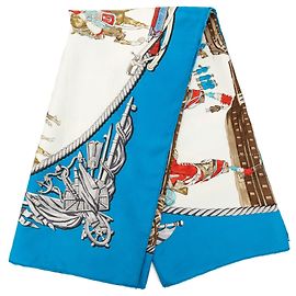 Sciarpa in seta Hermès Blue Marine et Cavalerie 90 Blu
