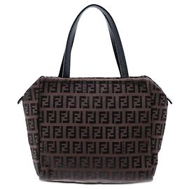 Brown Fendi Mini Zucchino Canvas Handbag Brown