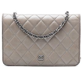 Bolsa Crossbody Chanel CC Quilted Lambskin Full Flap Wallet on Chain Marrom Marrom