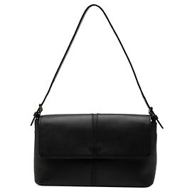 Bolsa de ombro com aba de couro preta Burberry Preto