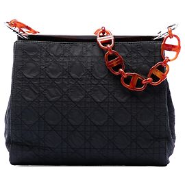 Borsa a tracolla Dior in nylon nero Cannage Nero