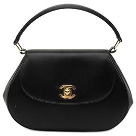 Borsa Chanel CC Satin Top Handle Flap Blu Blu