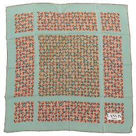 Écharpe en soie vintage à imprimé floral Lanvin menthe et multicolore Vert