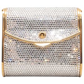 Mini clutch Judith Leiber argento e oro con decorazioni in cristallo Argento