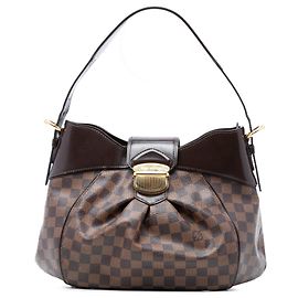 Bolsa de Ombro Louis Vuitton Damier Ebene Sistina MM Marrom Marrom