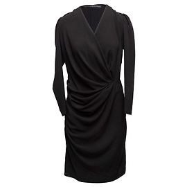 Robe longue à manches longues drapée noire Balenciaga Taille IT 42 Noir