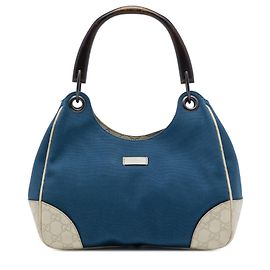 Bolsa de ombro Gucci Guccissima em lona com acabamento azul Azul