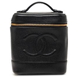 Bolsa de vanity Chanel CC Caviar preta Preto