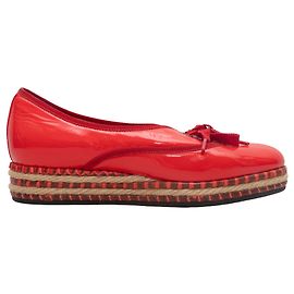 Rote Bottega Veneta Lackleder Espadrille Oxfords Größe 36.5 Rot