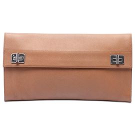 Prada Saffiano Flap Clutch Braun Braun