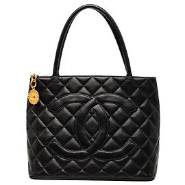 Tote Chanel Caviar Medallion Preto Preto