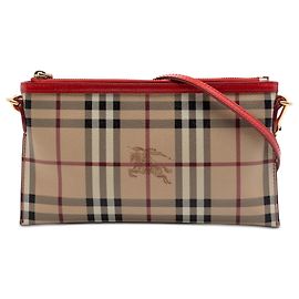 Beige Burberry Haymarket Check Coated Canvas Peyton Crossbody Beige