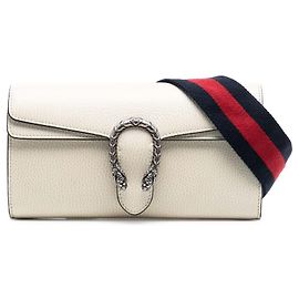 Pequena bolsa transversal Dionysus em couro branco Gucci Web Branco