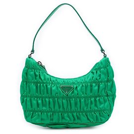 Borsa a tracolla Prada Tessuto Gaufre Re Edition verde Verde