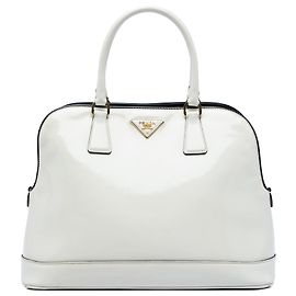 Borsa Prada Medium Spazzolato Leather Open Promenade bianca Bianco