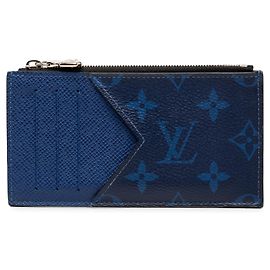Blue Louis Vuitton Monogram Taigarama Coin Card Holder Blue