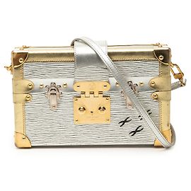 Bolsa Transversal Louis Vuitton Epi Petite Malle Prata Prata