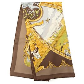 Brown Hermès La Vie a Cheval Silk Scarf 90 Scarves Brown