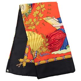 Lenço de seda Hermès Orange Republique Francaise Liberte Egalite Fraternite 1789 90 Laranja