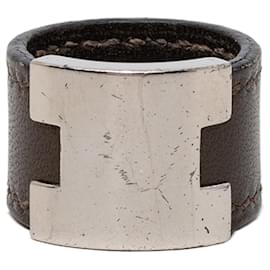 Brown Hermès Swift and Palladium Plated Lurie Ring Brown