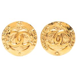 Orecchini a cerchio Chanel CC placcati oro D'oro