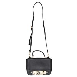 Black Moschino Spellout Leather Handbag Black