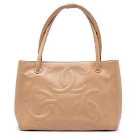 Tote Chanel de piel de cordero Triple CC beige Beige