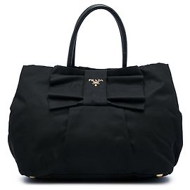 Tote Black Prada Tessuto Fiocco Bow Noir