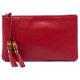 Clutch Bamboo em couro de bezerro vermelho Gucci Vermelho
