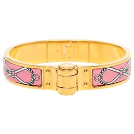 Bracelet émaillé uni étroit Charniere en or Hermès Doré