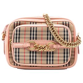 Bolsa Camera Link em lona Knight Check bege e couro de bezerro Burberry 1983 Bege