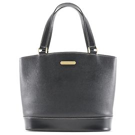 Schwarzer Burberry Leder-Tote Schwarz