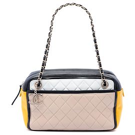 Multi Chanel Tricolor Quilted Lambskin Graphic Camera Case Bag Multiple colors