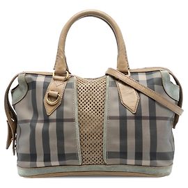 Bolsa satchel em canvas Burberry House Check marrom Marrom